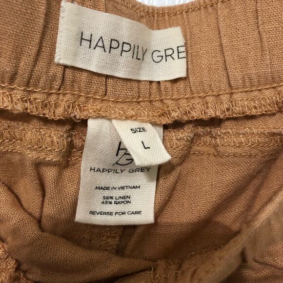 Happily Grey Women's Baggy Utility Pull On Shorts Linen Pockets Drawstring Large - Picture 7 of 7